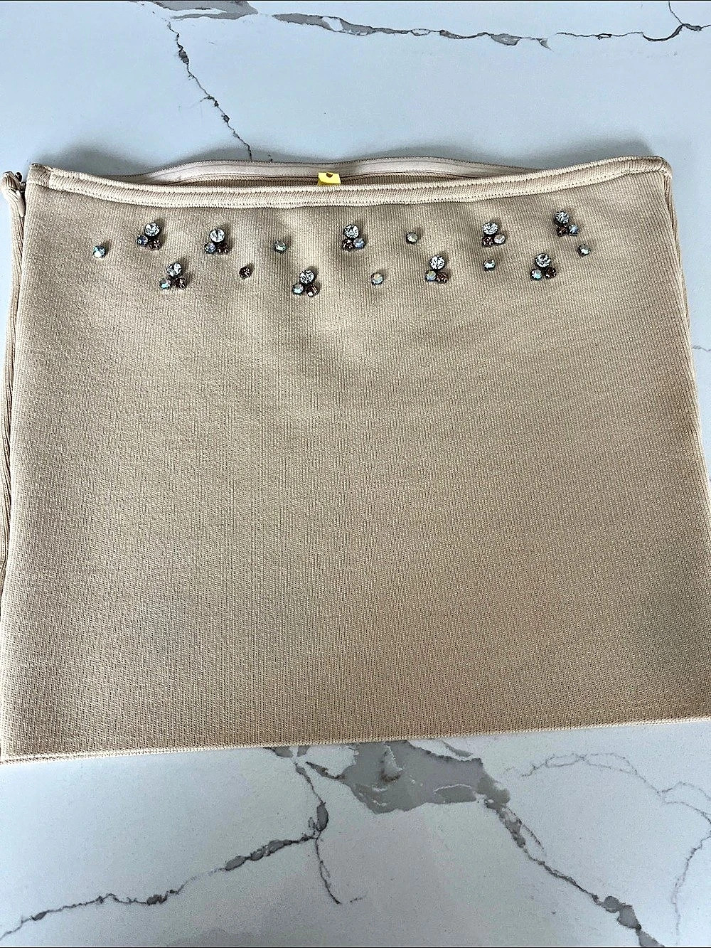 Zara Embellished Clutch in Beige Like New